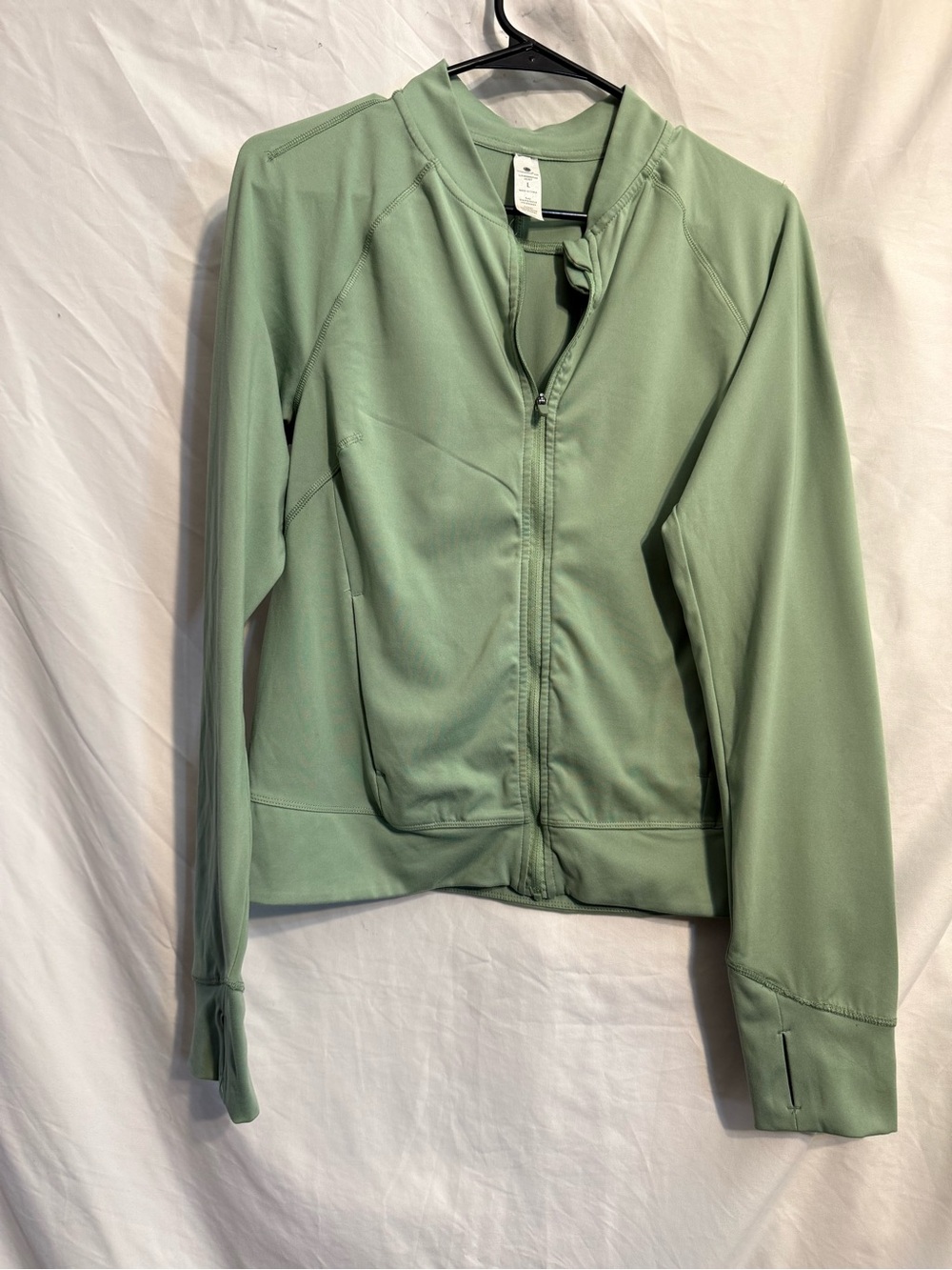 Yogalicious Light Sage Green Zip-Up Bomber Jacket